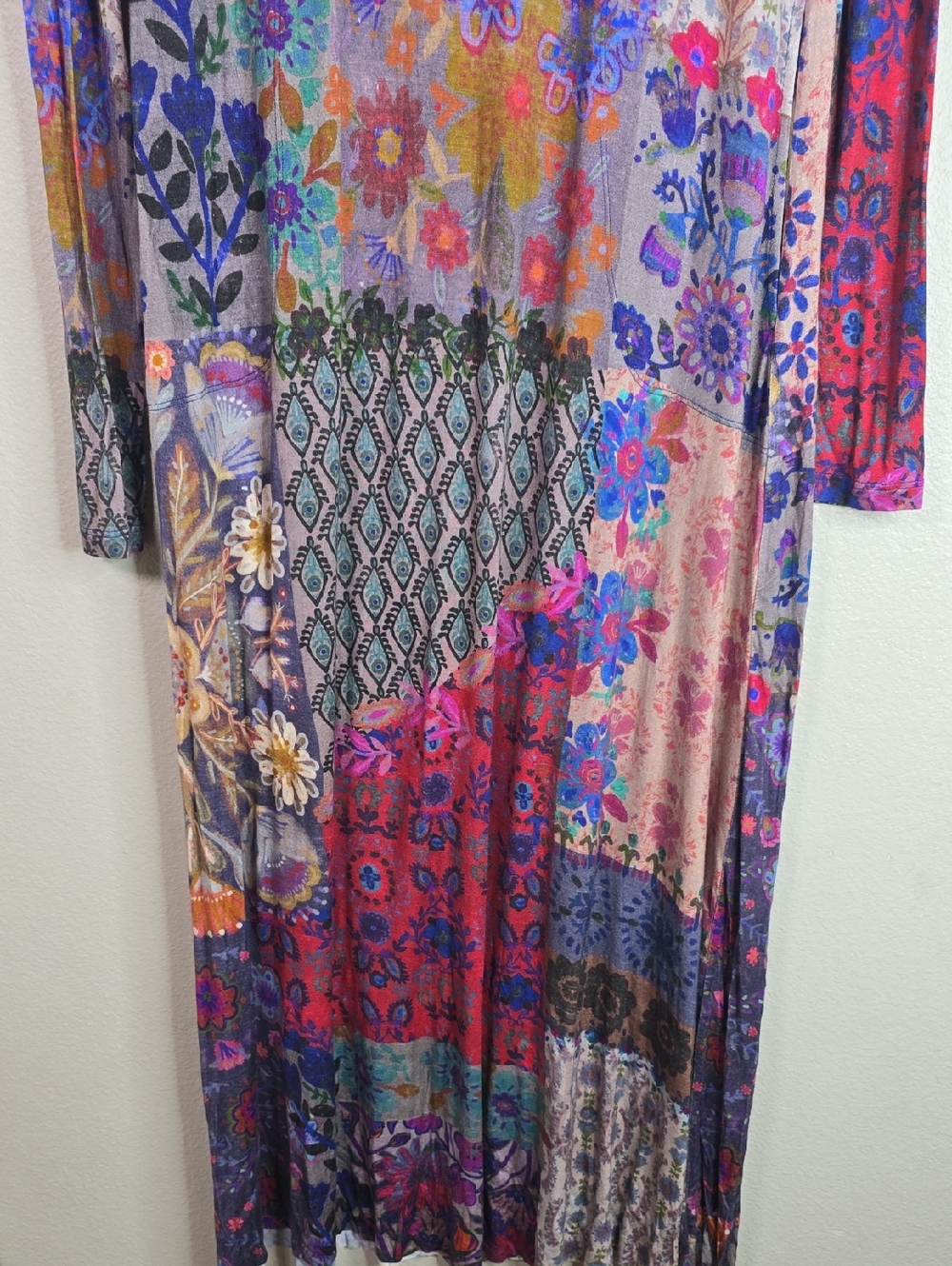 NATURAL LIFE Patchwork Floral Long-Sleeve Maxi Dress - Purple, Blue, Pink, Brown - Picture 4 of 9